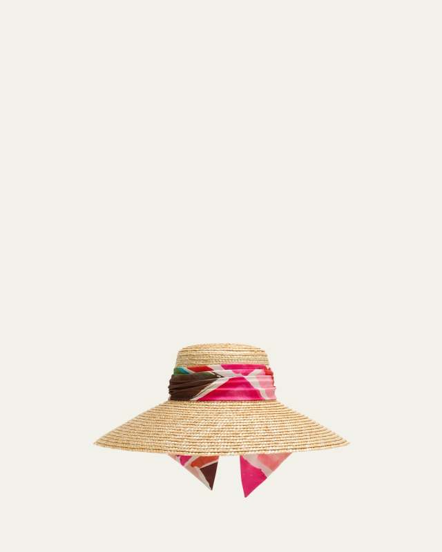 Mirabel Large-Brim Hat with a Silk Scarf